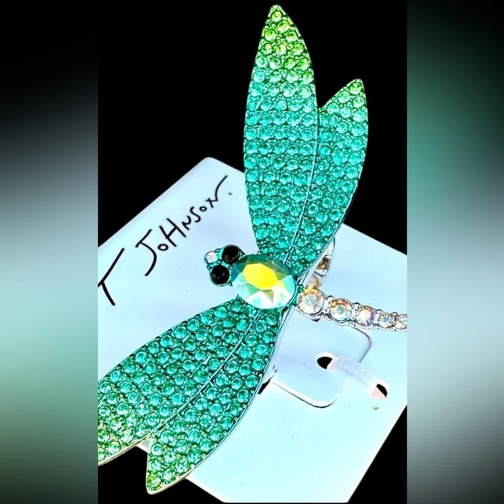 BETSEY JOHNSON Garden Glam Aurora Borealis Crystal Studs Dragonfly Ring NEW NWT